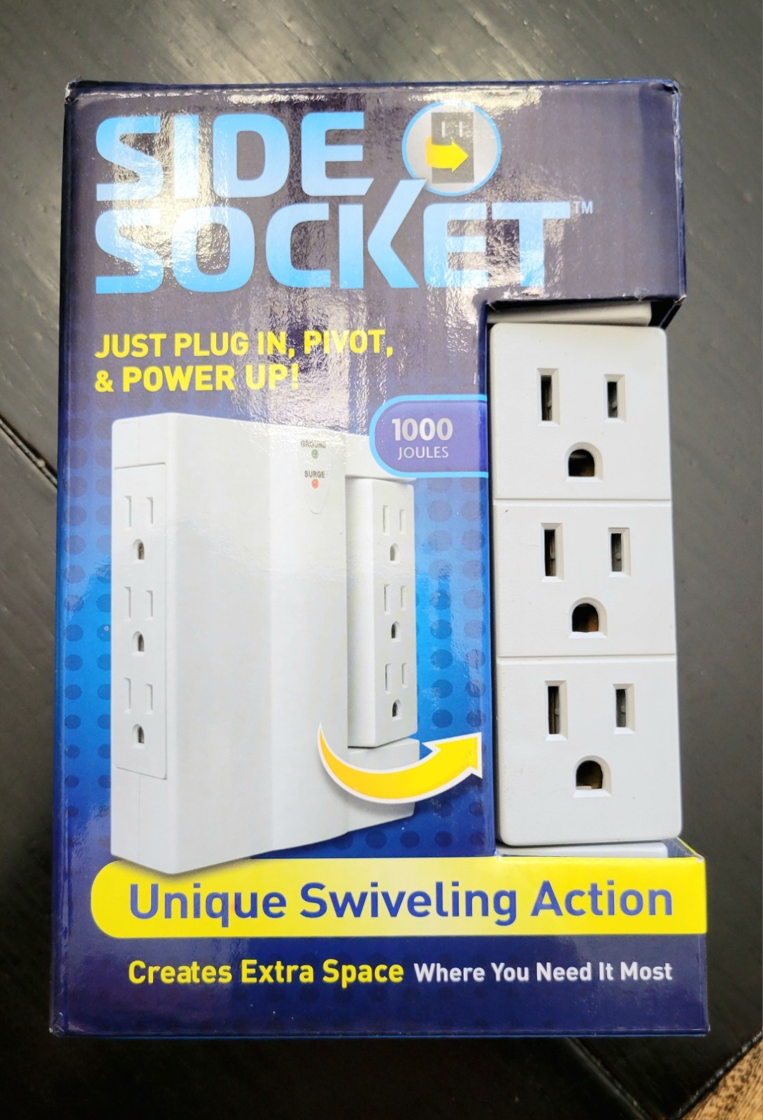 Side Socket Swivel Outlet w/ Surge Protector  AS SEEN ON TV- NEW