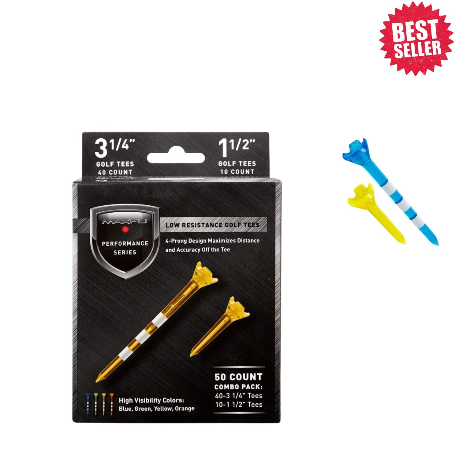 Assorted Golf Tees 3 1/4'' & 1 1/2'' - 50 Pack for Enhanced Distance & Launch