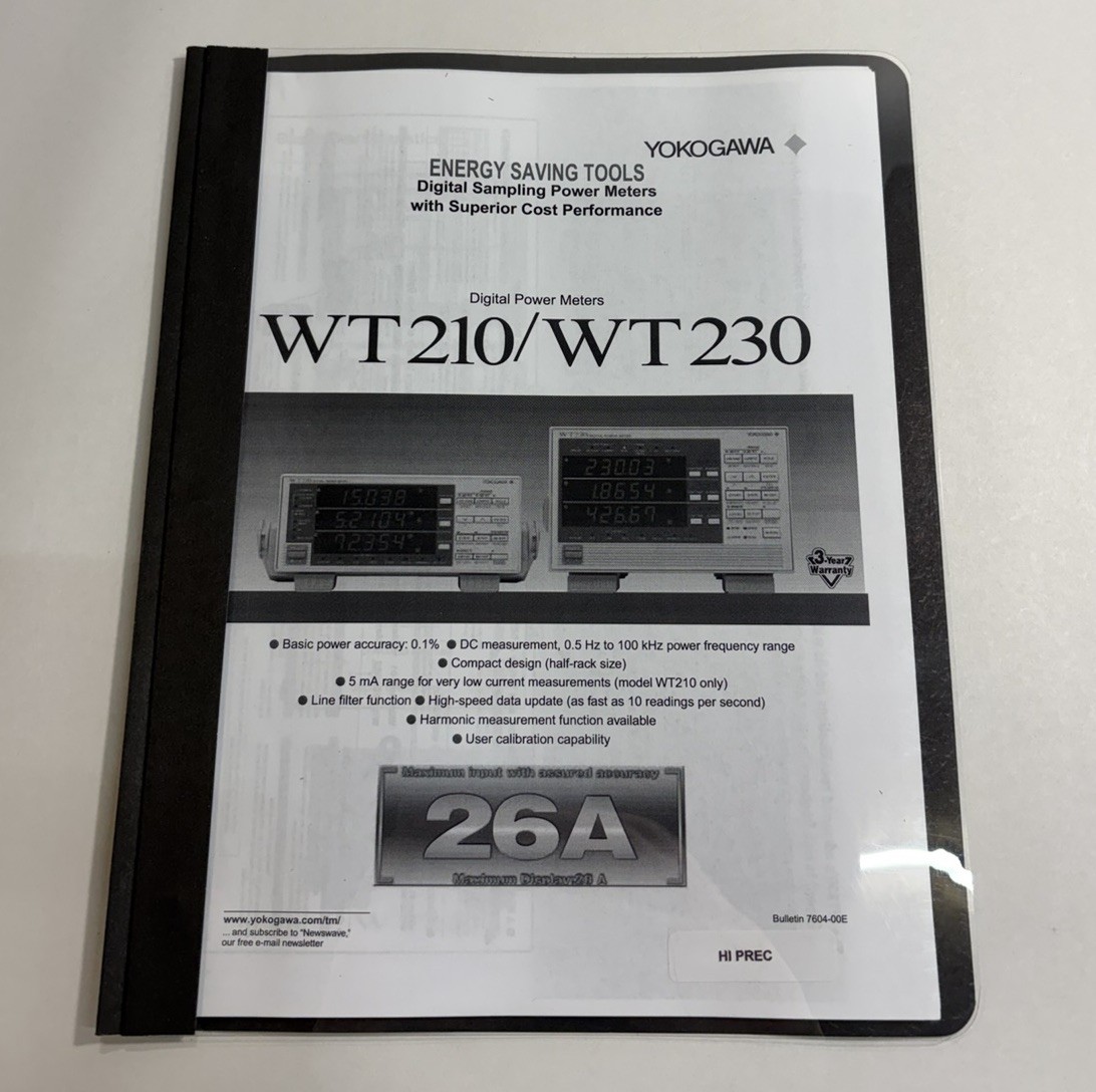 Yokogawa WT210 / WT230 Digital Power Meter User Spec. Sheet Manual Instruction