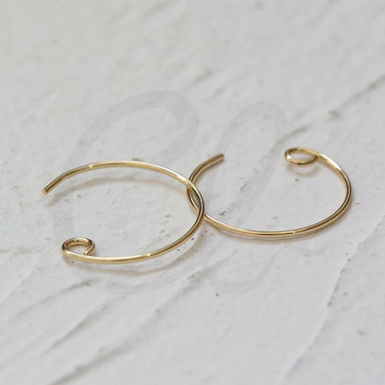 4 Pieces Gold Plated Brass Base Earring Hooks - Earring Wire - 18mm (CW-4016C)