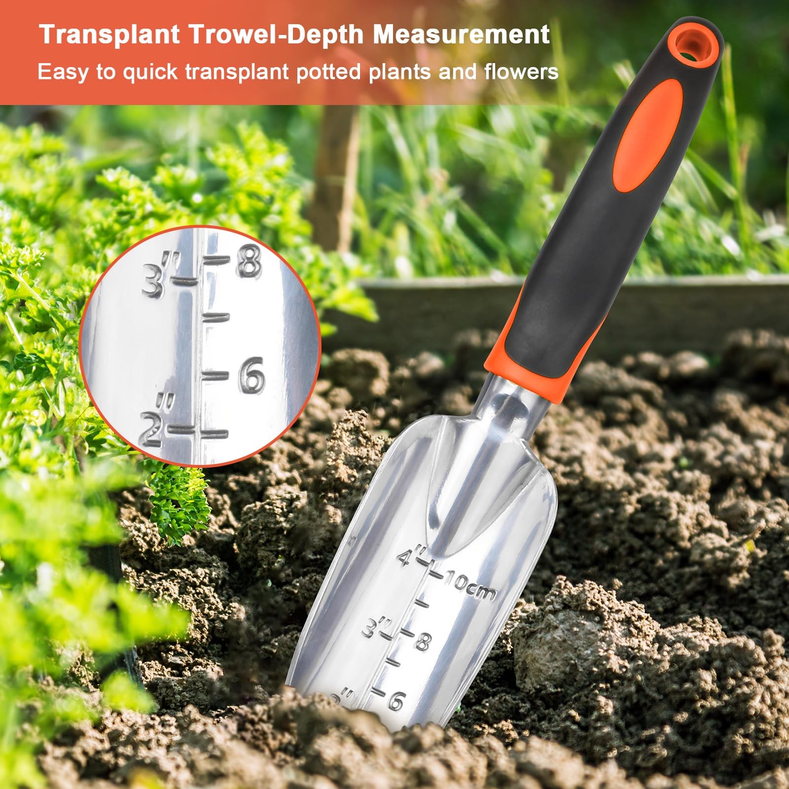Garden Tools Set, 3 Pack Heavy Duty Gardening Set Include Orange