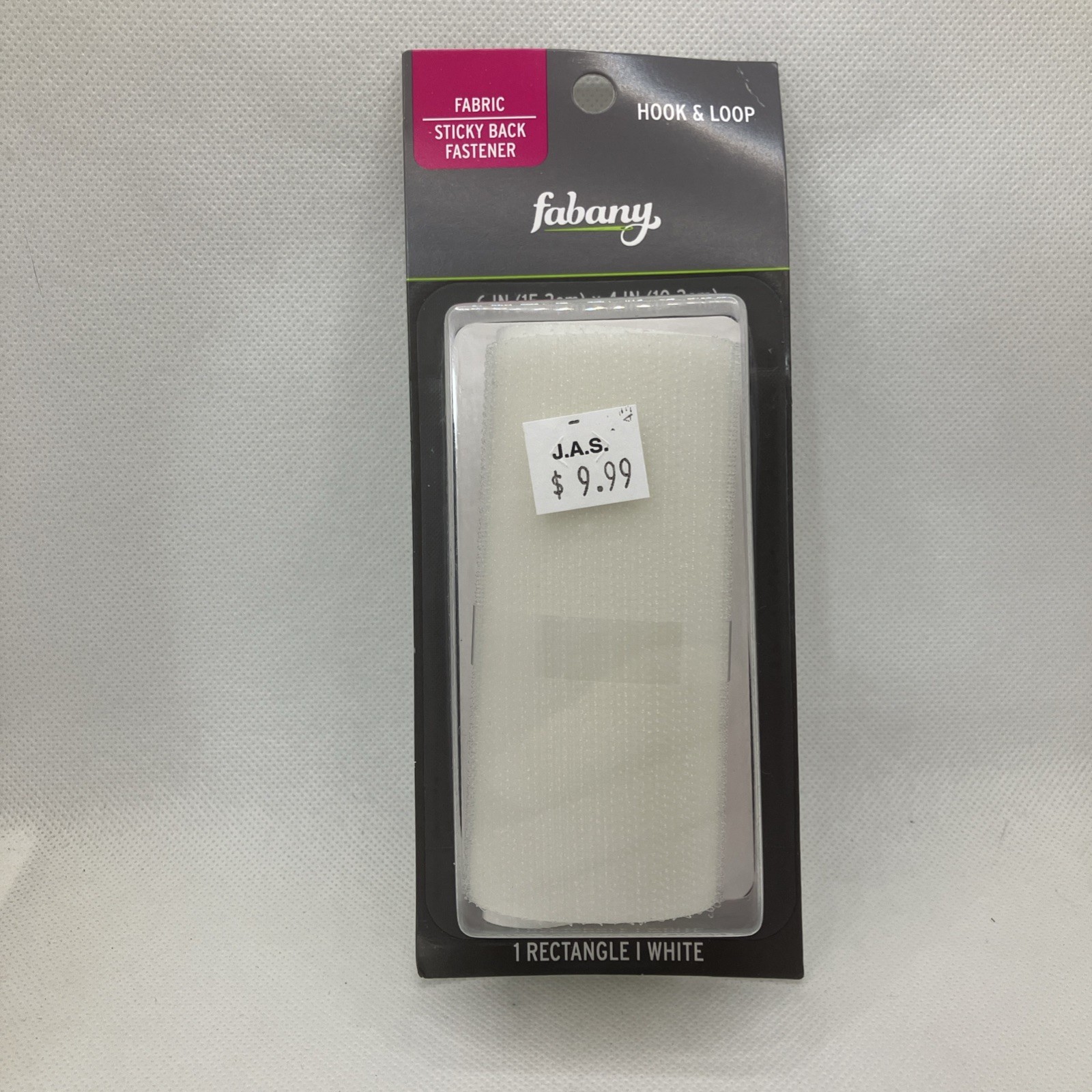 New Fabany Fabric Sticky Back Fastener Hook & Loop White Rectangle 6inx4in White