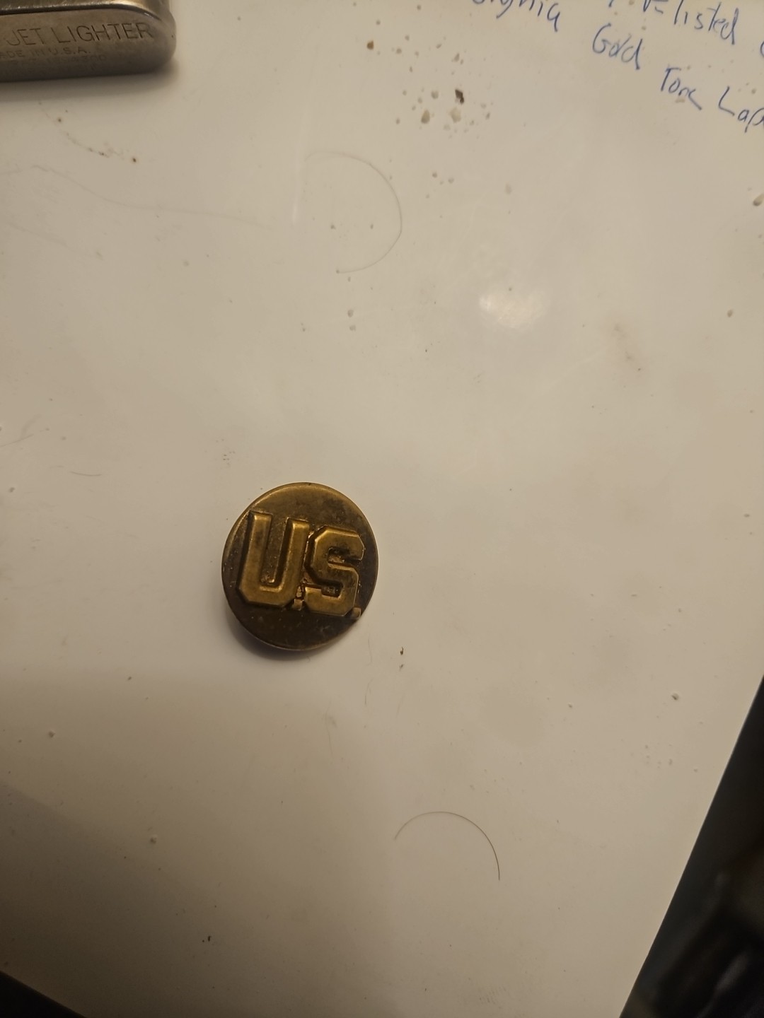 US Military Insignia Gold Tone Metal Collar Lapel Pin Original Vintage