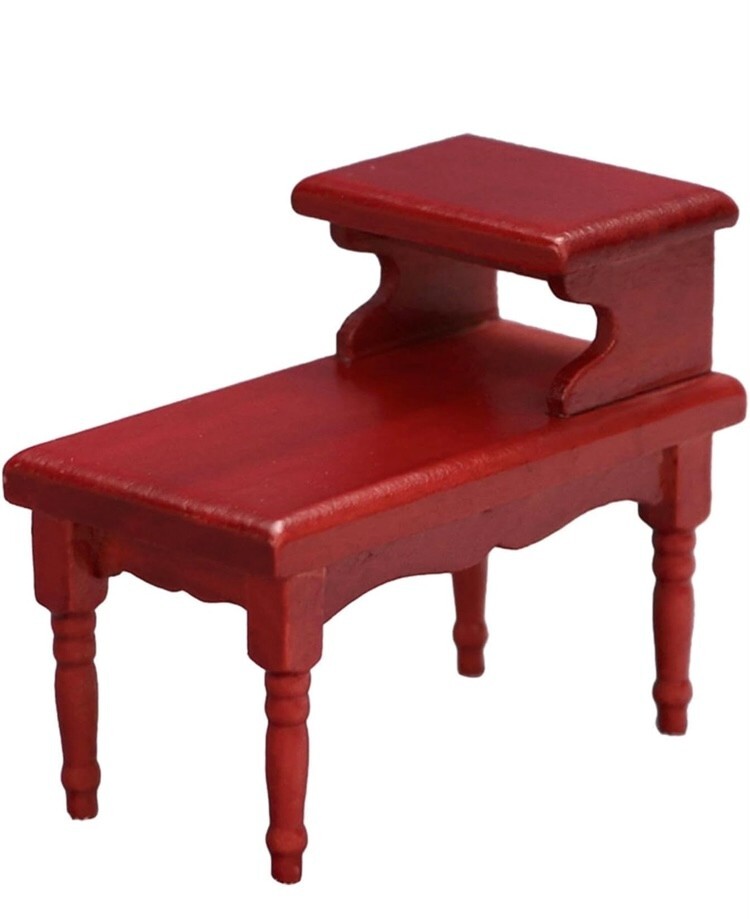 Dollhouse Furniture 1:12 Wooden Table w Shelf Country Cottage Cherry / Mahogany
