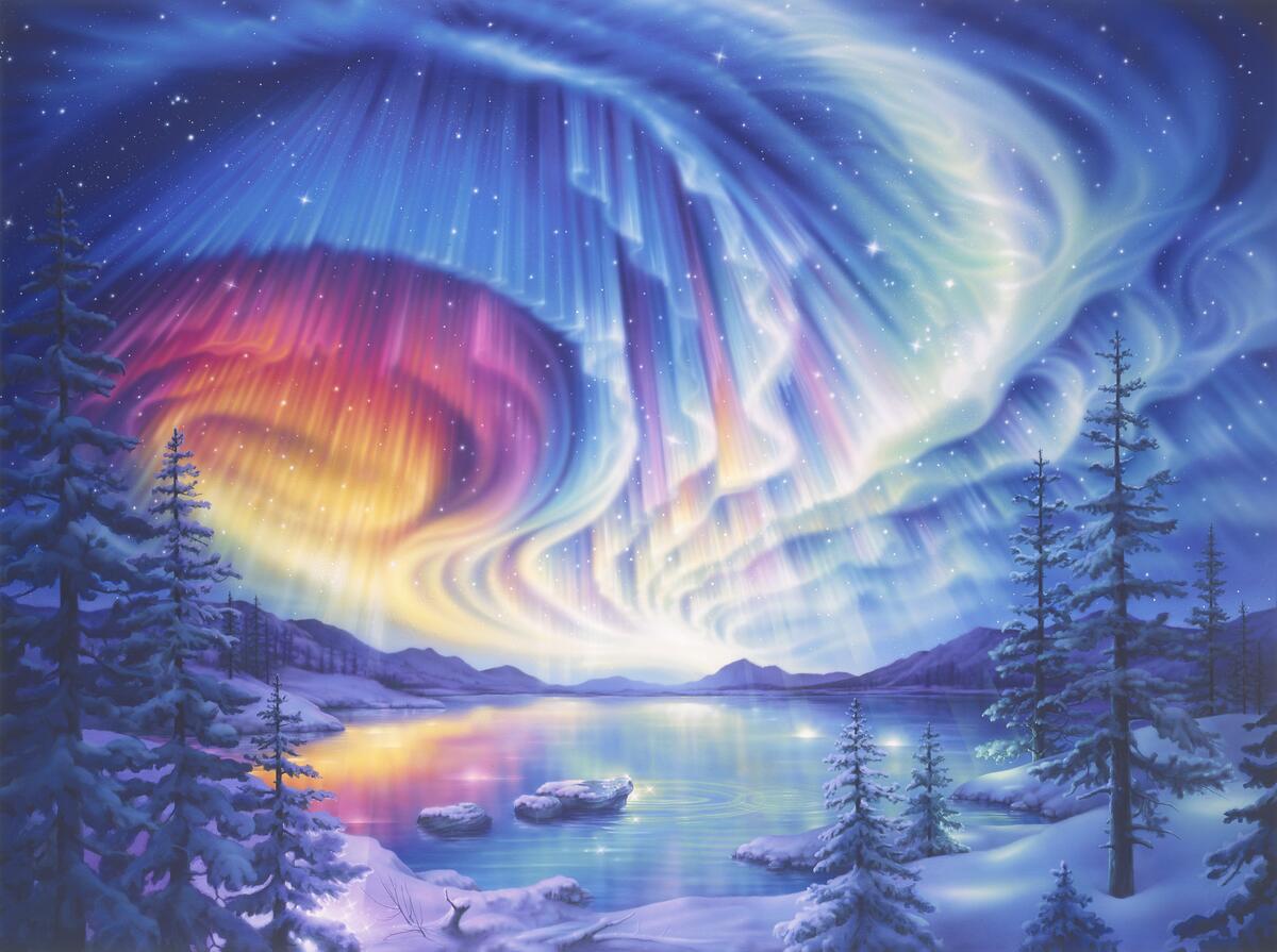 Ceramic Backsplash Tile Mural Water View Landscape - Enchanted Lake 2