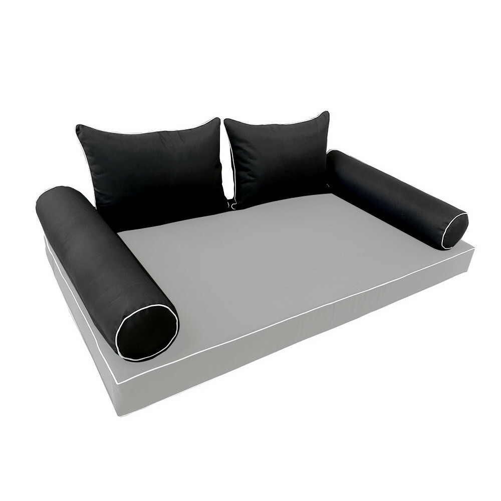|SLIPCOVER ONLY| S4 Outdoor Bolster Cushion Covers Contrast Trim Crib AD109