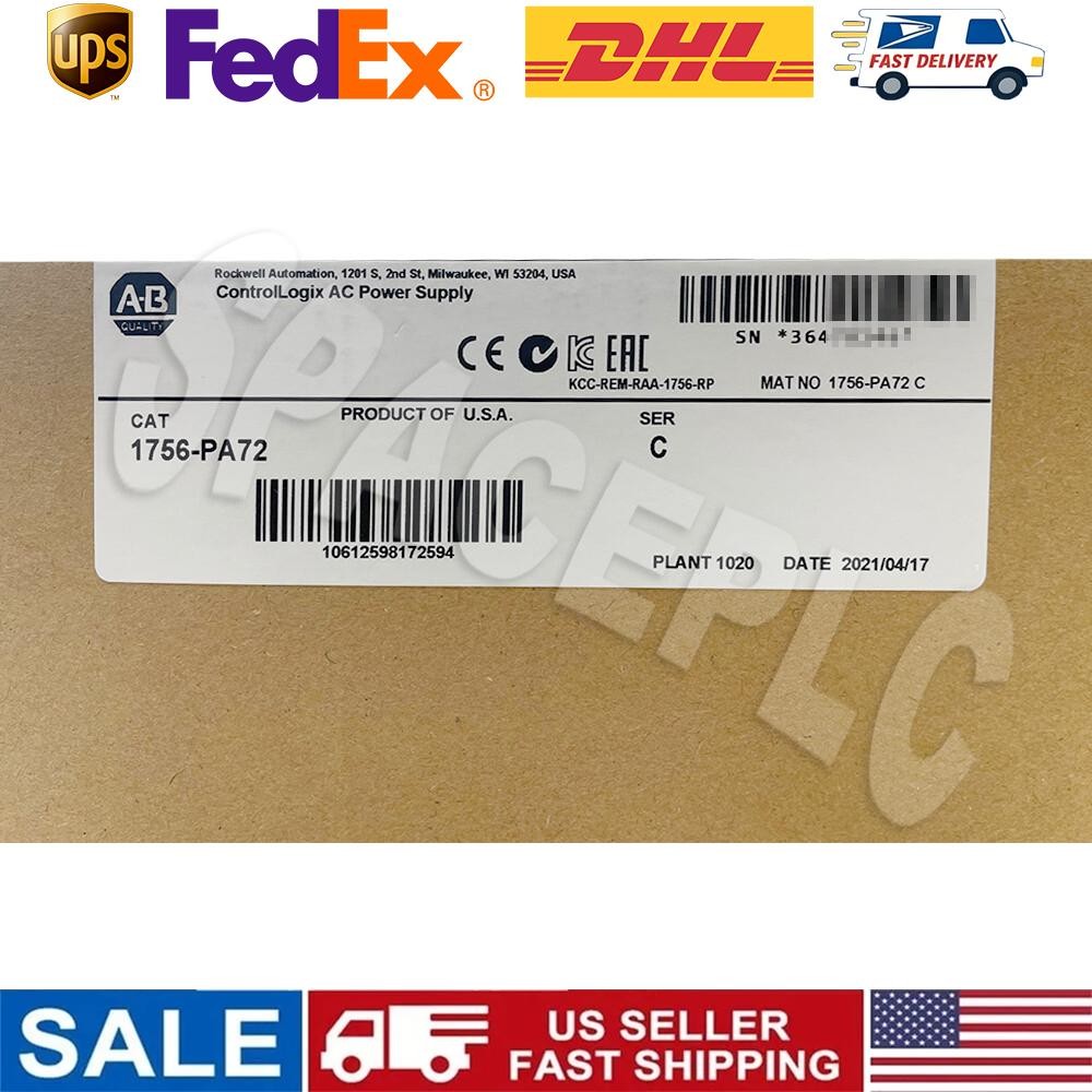 2021 New Sealed AB 1756-PA72 /C ControlLogix AC Power Supply US Free Tax