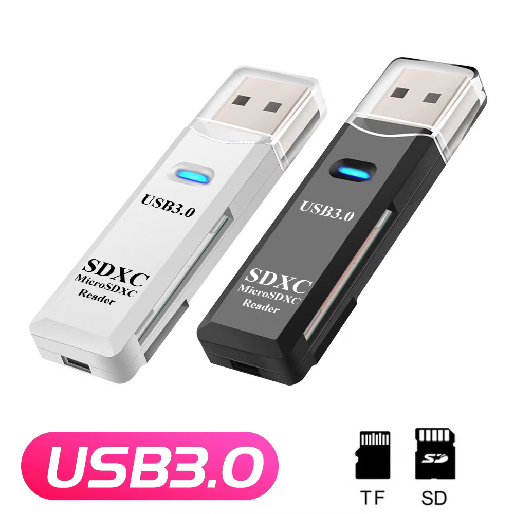 USB 3.0 2-in-1 SD/Micro SD Card Reader High-Speed for Phone Camera Memory Cards