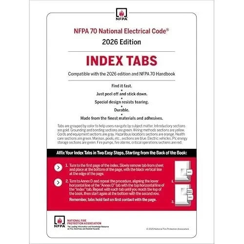 NFPA 70 2026 NEC Code Book + Ugly's Electrical Ref Spiral + Index TAB 2026 USPS
