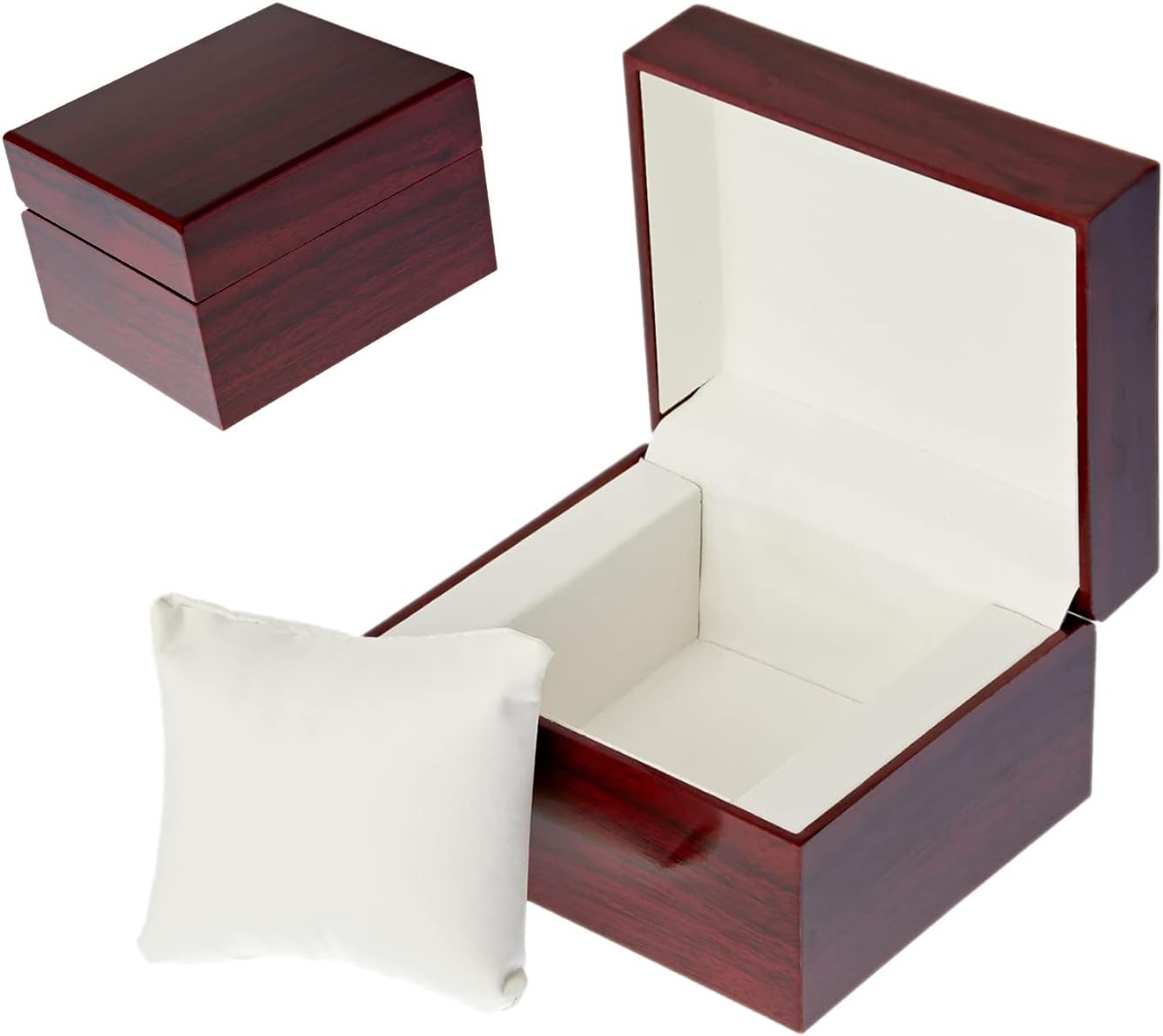 Wooden Single Watch Cases for Men Women, Wood Wrist Watch Bangle Gift Box with P