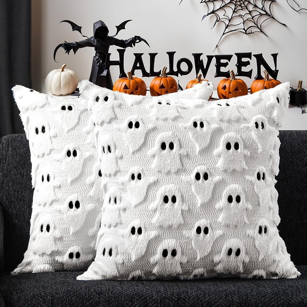 DFXSZ Halloween Pillow Covers 18x18 inch 18" x (Pack of 2), White Black