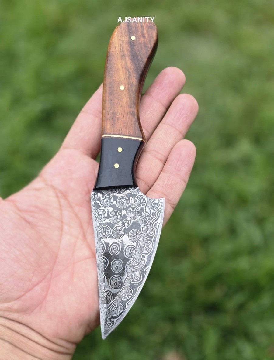 Handmade Damascus Fix Blade Skinner Knife Outdoor Tactical Hunting Survival EDC