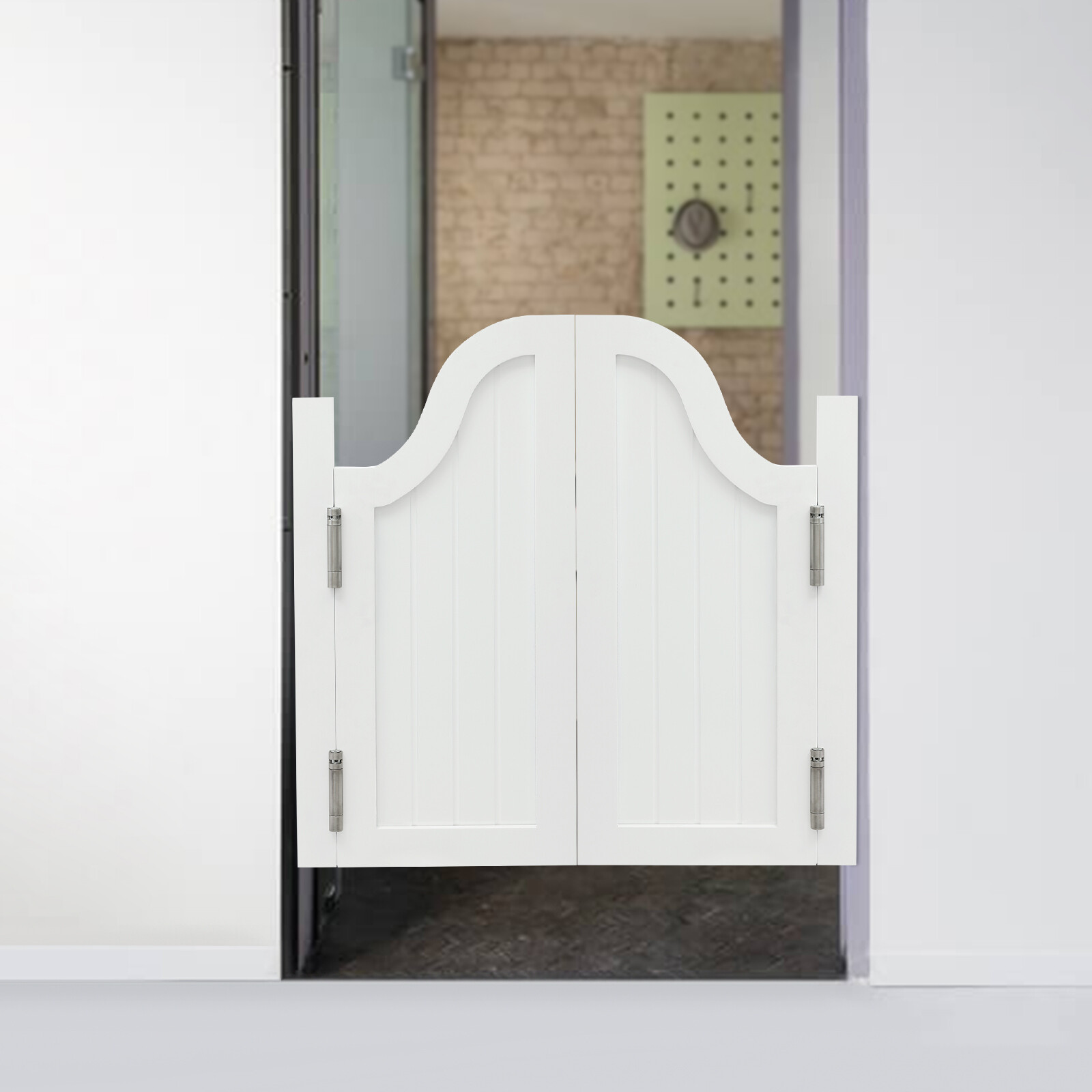Partition Door White Solid Wood for Shop Cafe Entrance Fence Door 27.5x27.5in