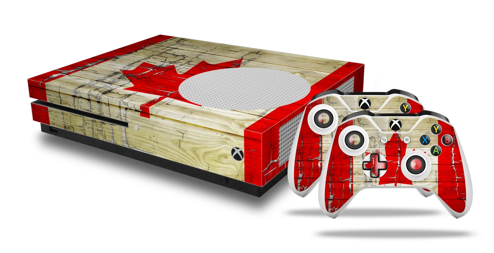 Skin XBOX One S Console Controller Painted Faded Cracked Canadian Canada Flag