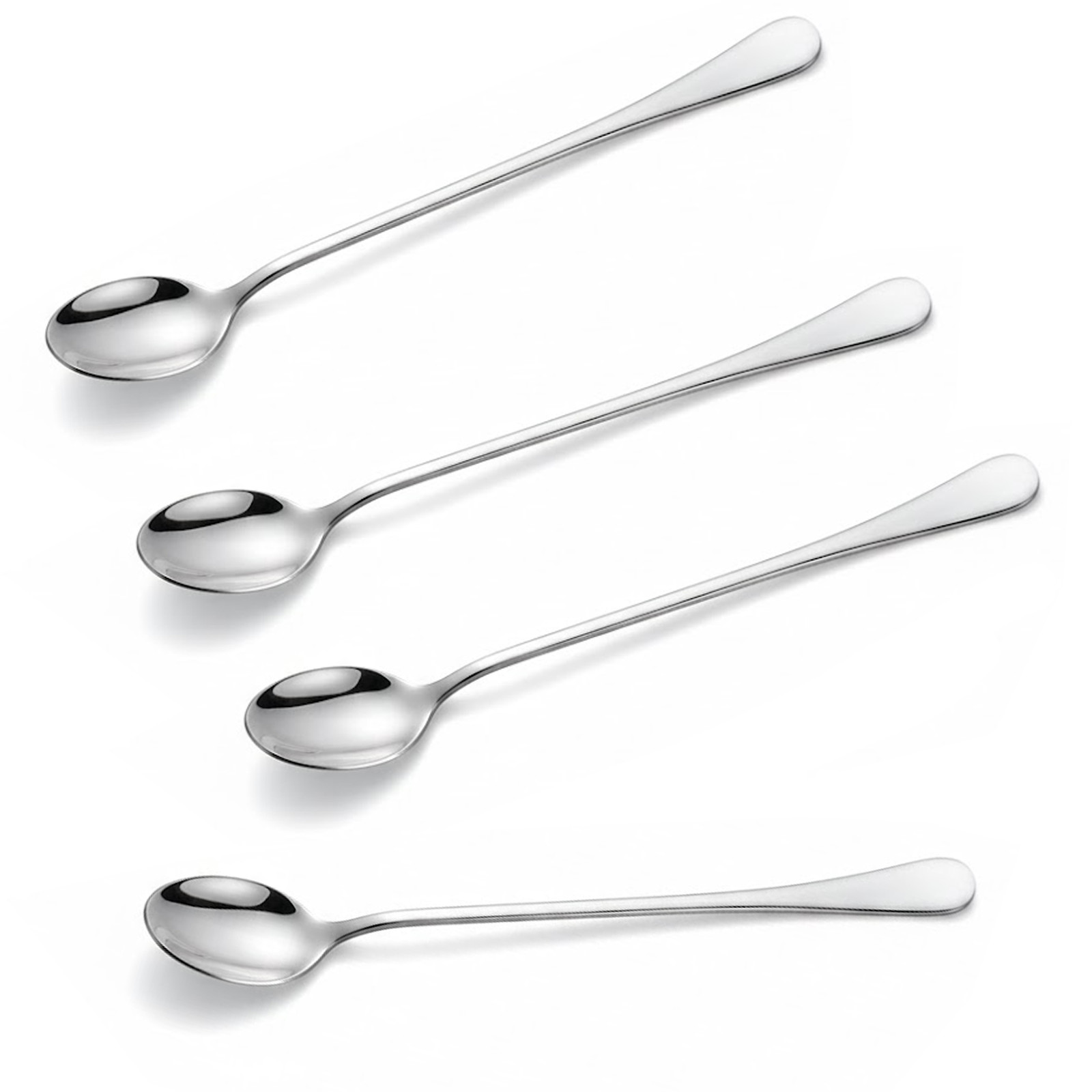 4 PCS 9.5" Long Handle Iced Tea Spoons Stainless Steel Cocktail Stirrer Soda Set