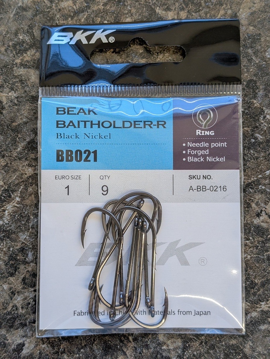 BKK Beak Baitholder R - Size 1 - Barbed Shank Bait Bait J Hooks