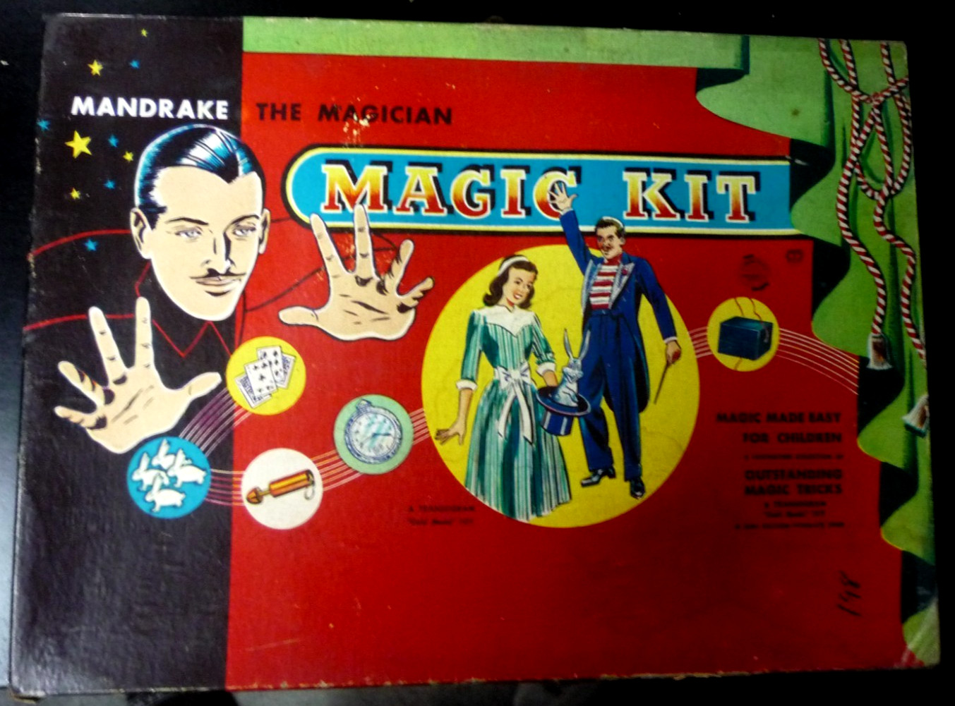 Rare Vintage 1949 Transogram Mandrake the Magician Magic Kit Tricks