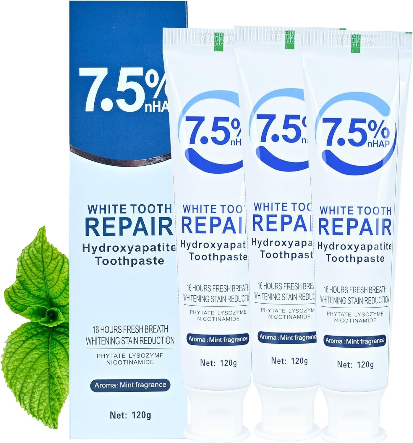 3-Pack Hydroxyapatite Toothpaste: Enamel Protection & Fresh Breath, 4.23 oz