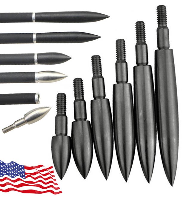 12X 100-350gr Archery Field Point Arrowhead Broadhead Screw Tip Arrow HuntTarget