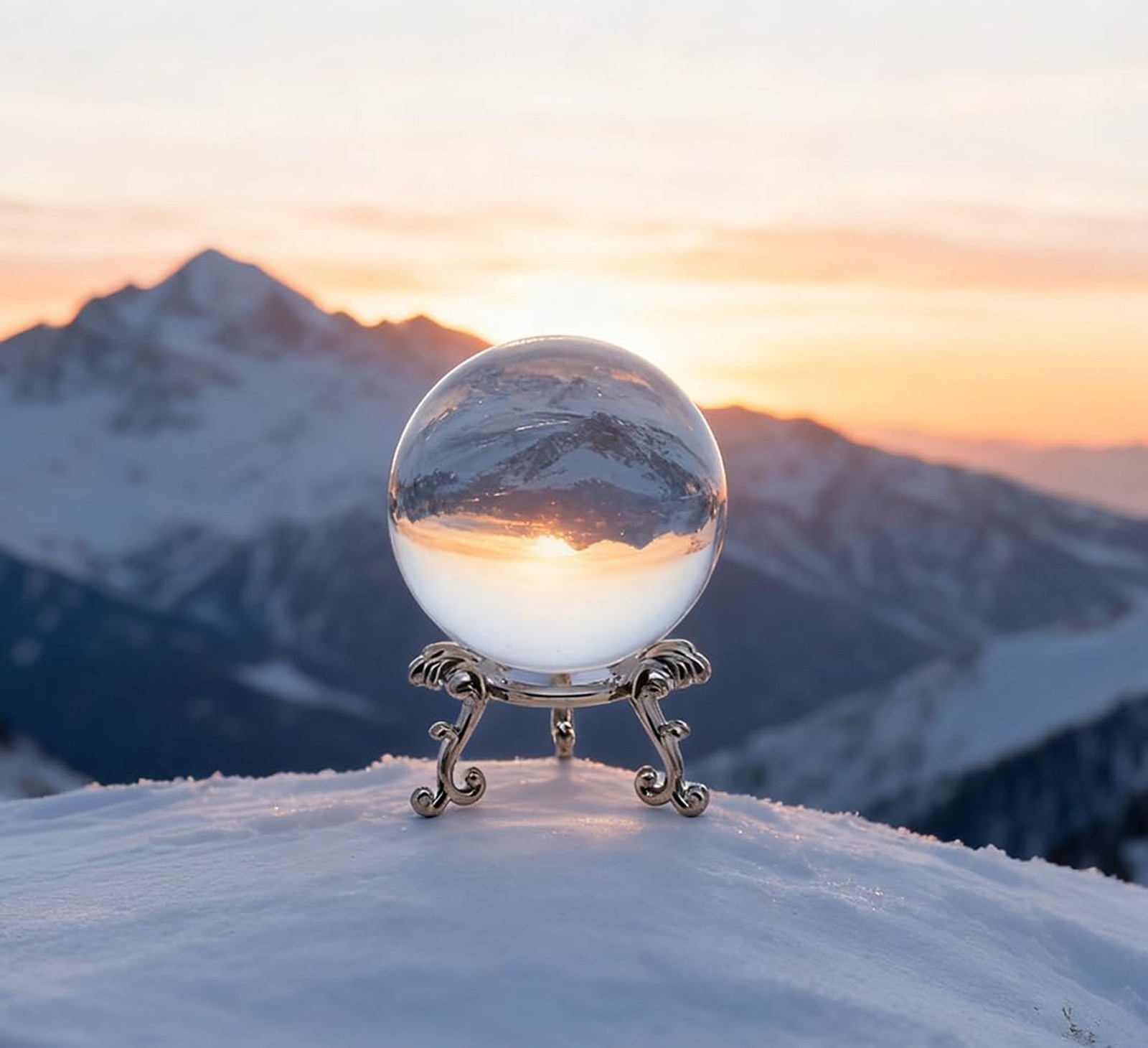 2.4 Inch Clear Crystal Ball with Stand, Crystal Sphere, Handcrafted Photograp...