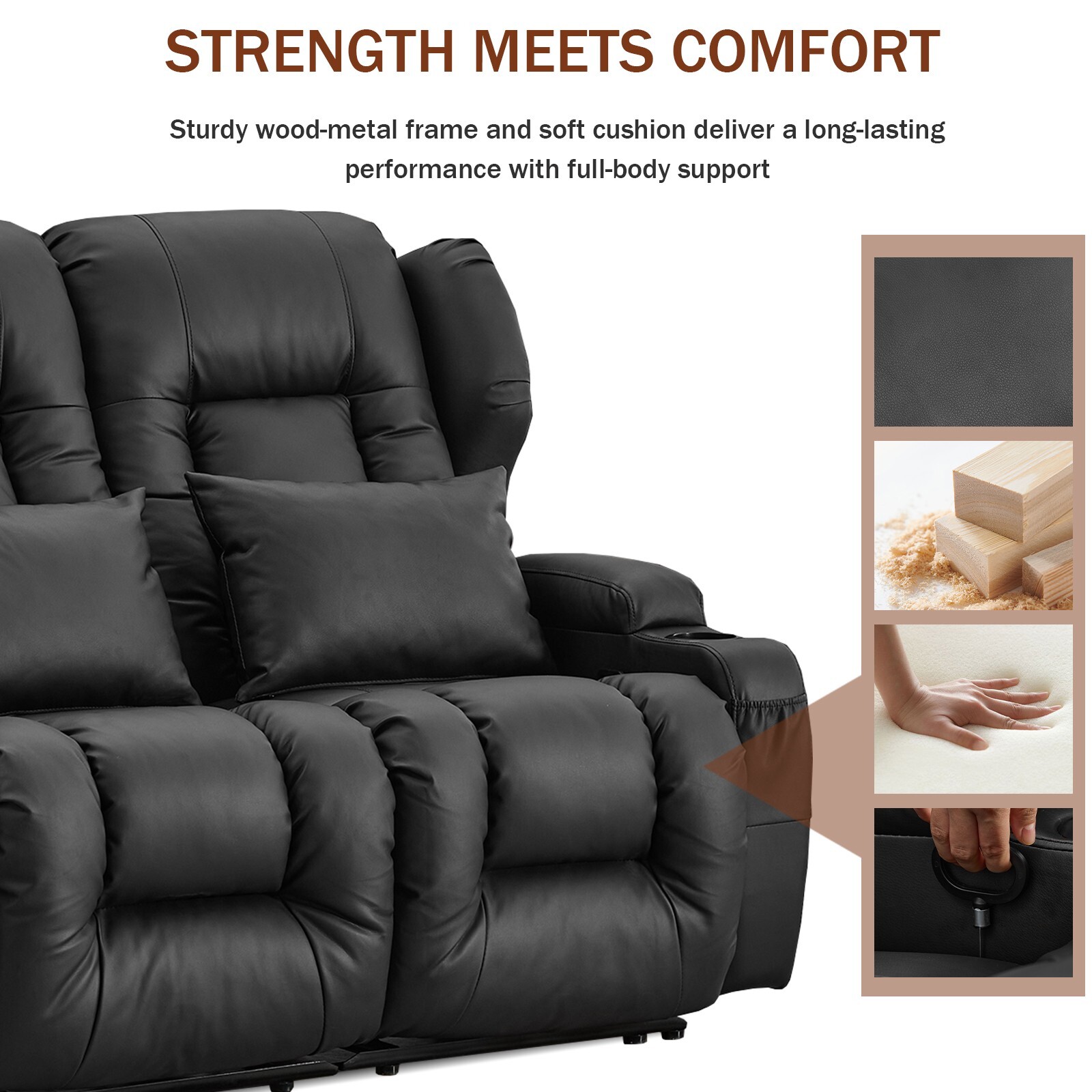 Loveseat Recliner Chair Faux Leather Modern Reclining Sofa Home Theater Seating