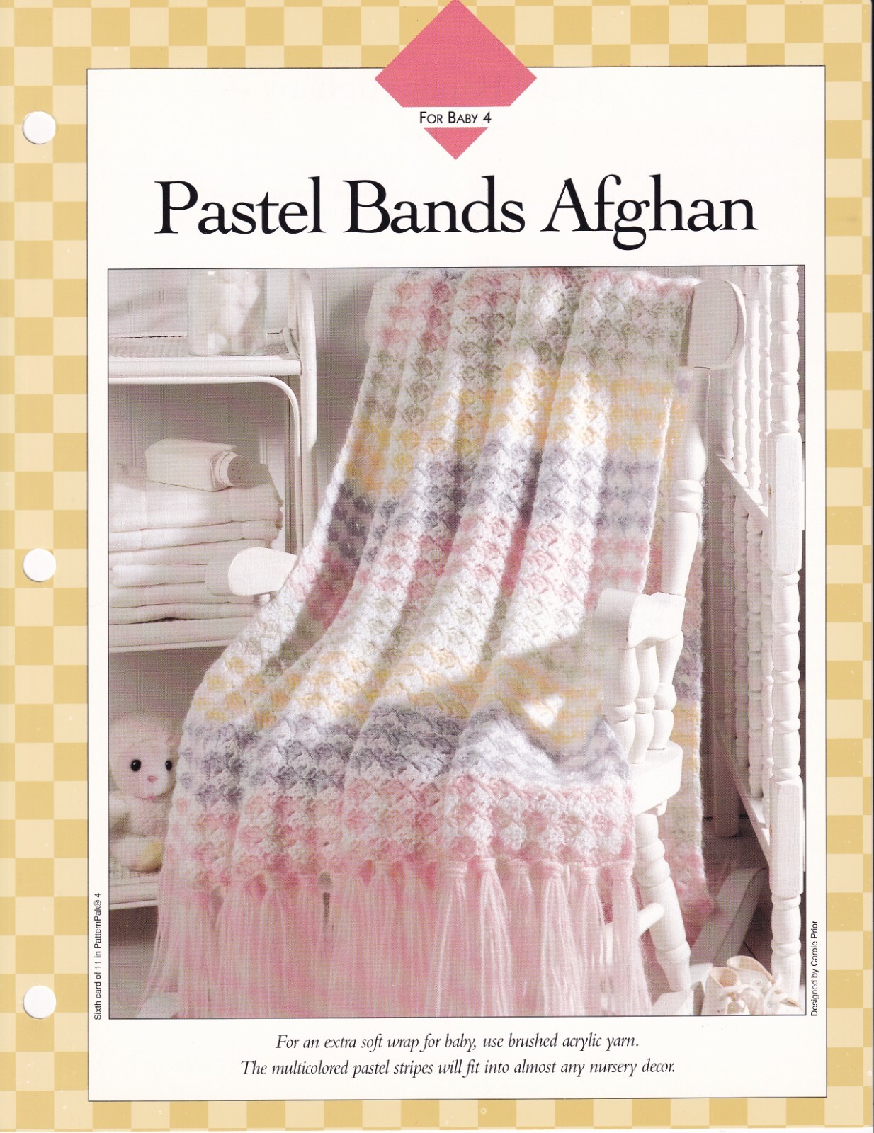 Crochet Pattern & Instructions PASTEL BANDS AFGHAN For Baby Vanna's Favorites