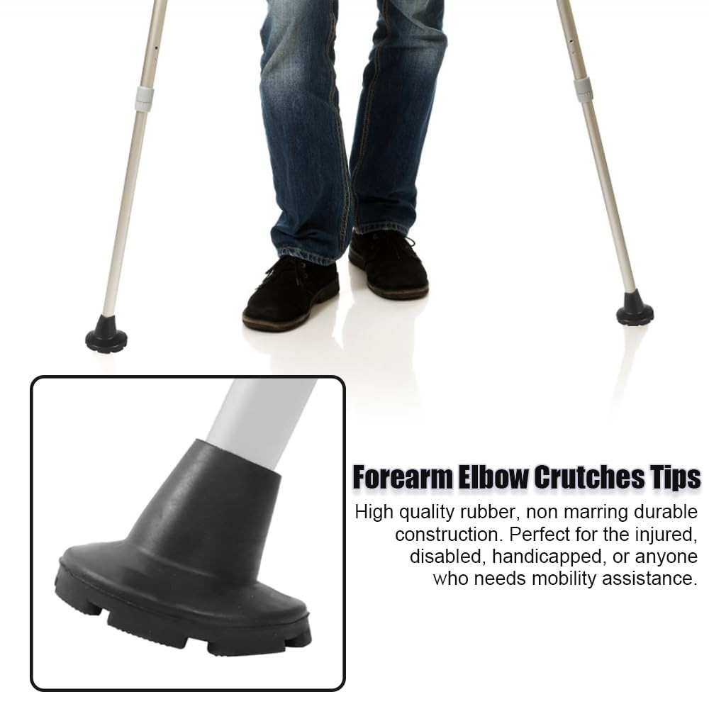 Forearm Eblow Crutches Tips for 3/4 inch Cane Non-Slip Rubber 2 Pcs