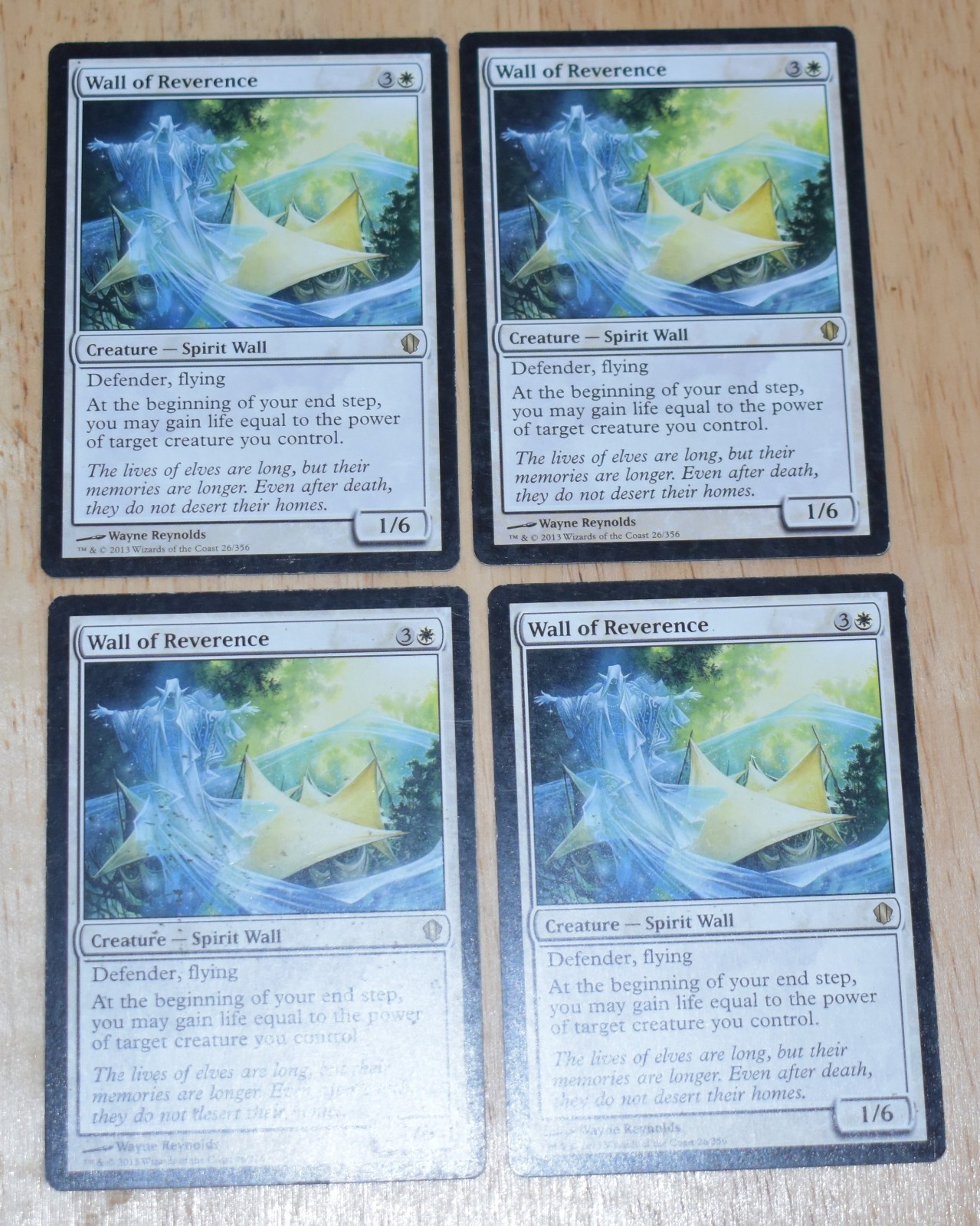 MTG 4x Rare White Wall of Reverence Creature Spirit Wall