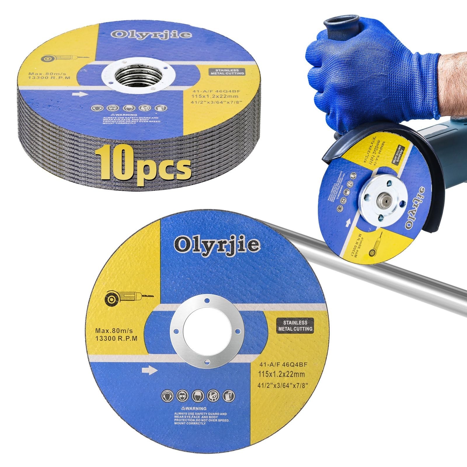 10 Pack 4 1/2 in Cut Off Wheel Cutting Wheels for Angle Grinders, Ultra Thin ...