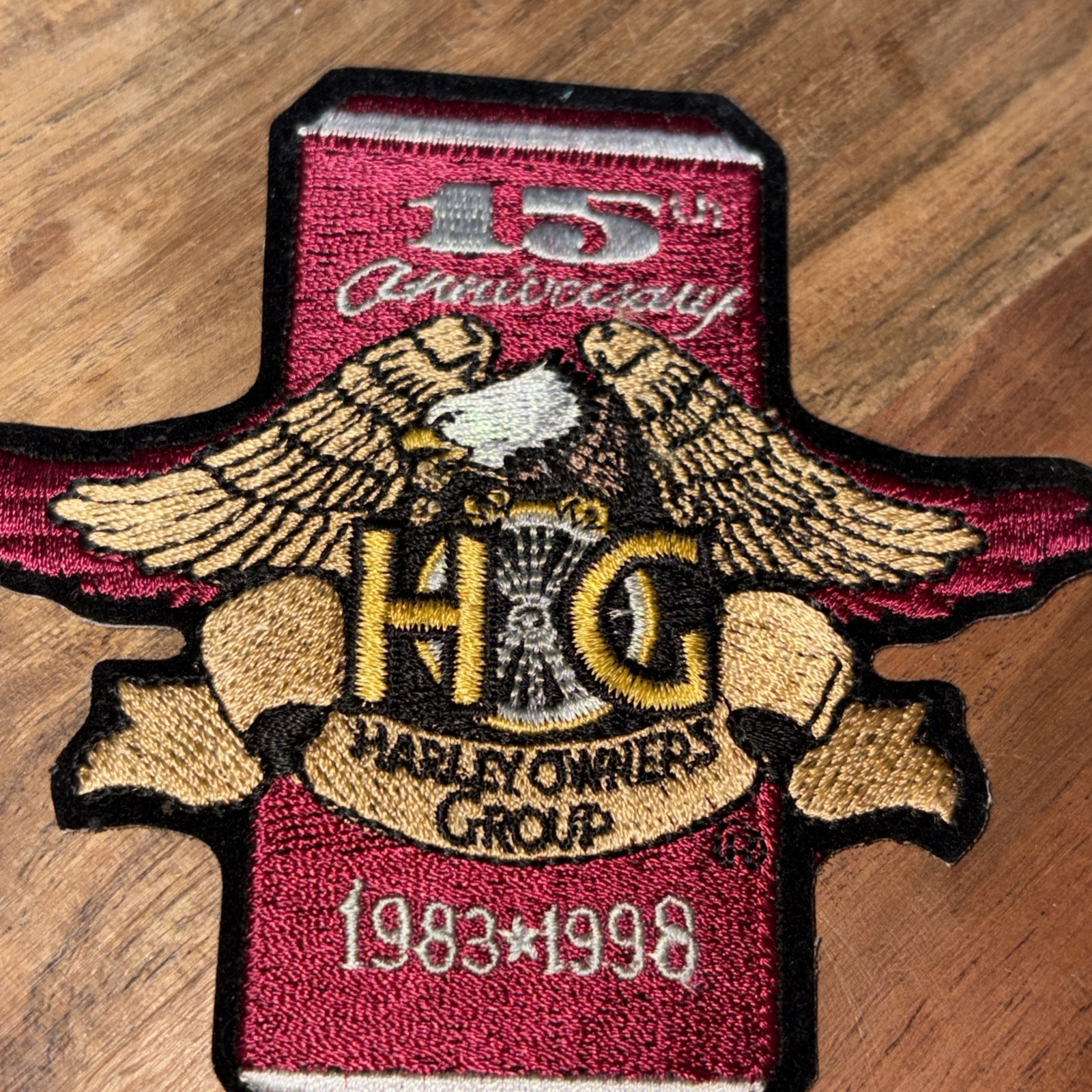 ⭐1983-1998 HARLEY DAVIDSON OWNERS GROUP HOG 15th ANNIVERSARY VEST JACKET PATCH