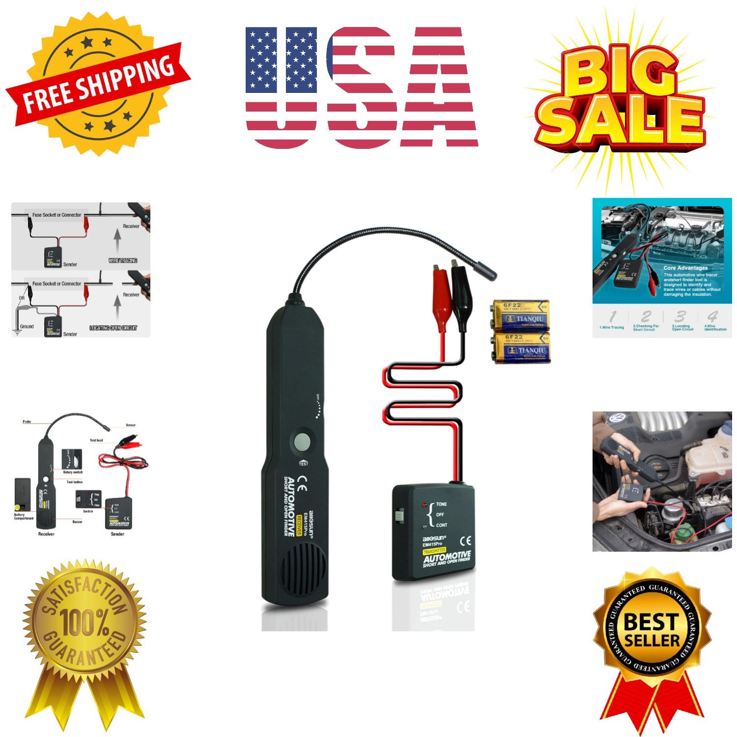 Automotive Wire Tracker, Short and Open Circuit Finder Tester, Cable Toner fo...