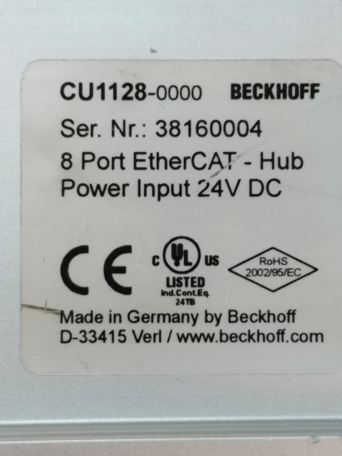 BECKHOFF CU1128-0000 8 PORT ETHErCAT-HUB