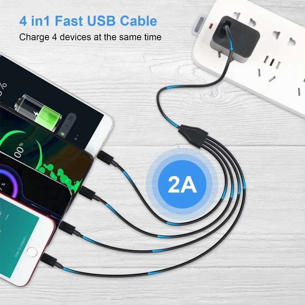4 in 1 USB A to USB C Multi Charging Cable Micro USB Type C Splitter 5V