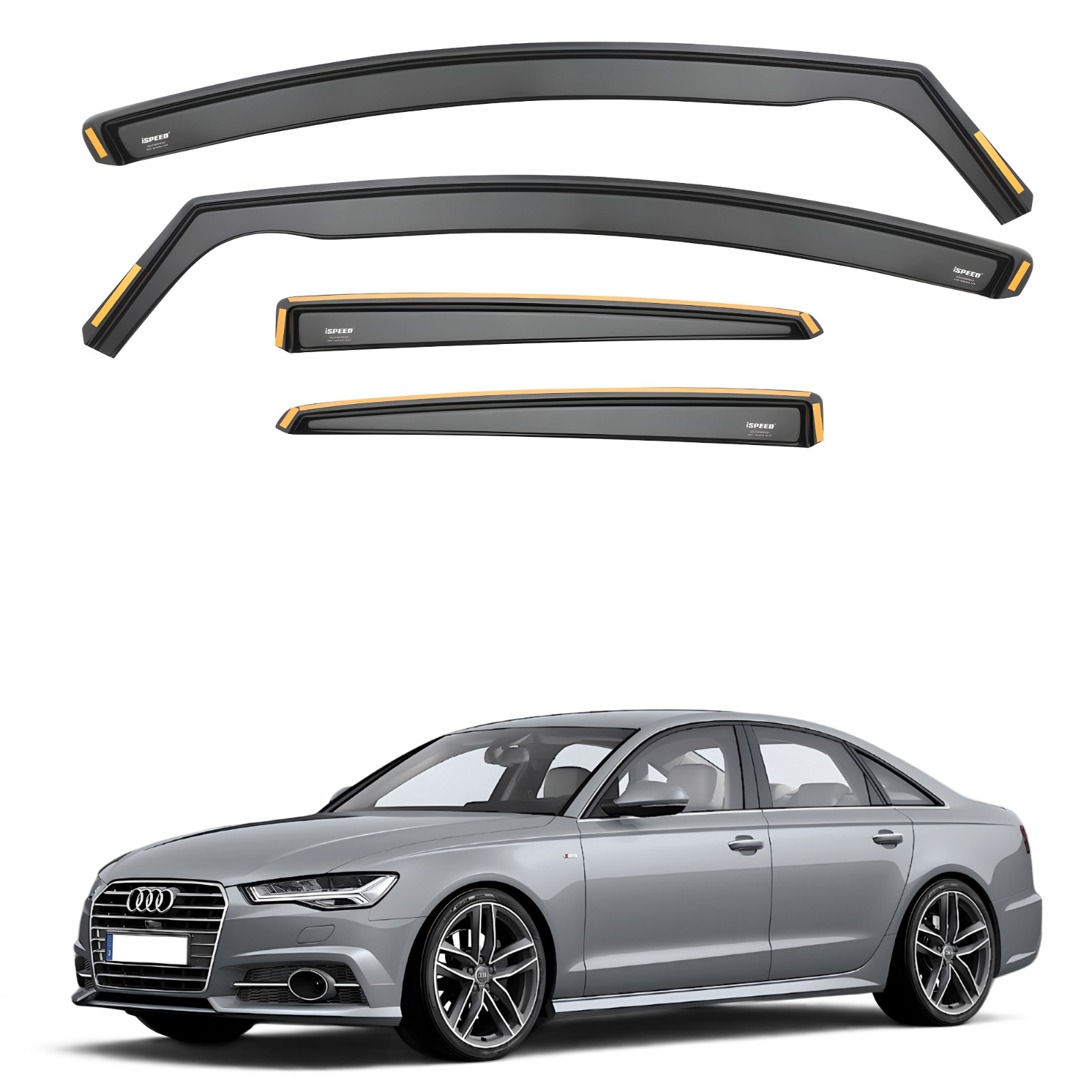 ISPEED Wind Deflectors for Audi A6 C7 2011-2018 4-Door Saloon 4pc Set Visors