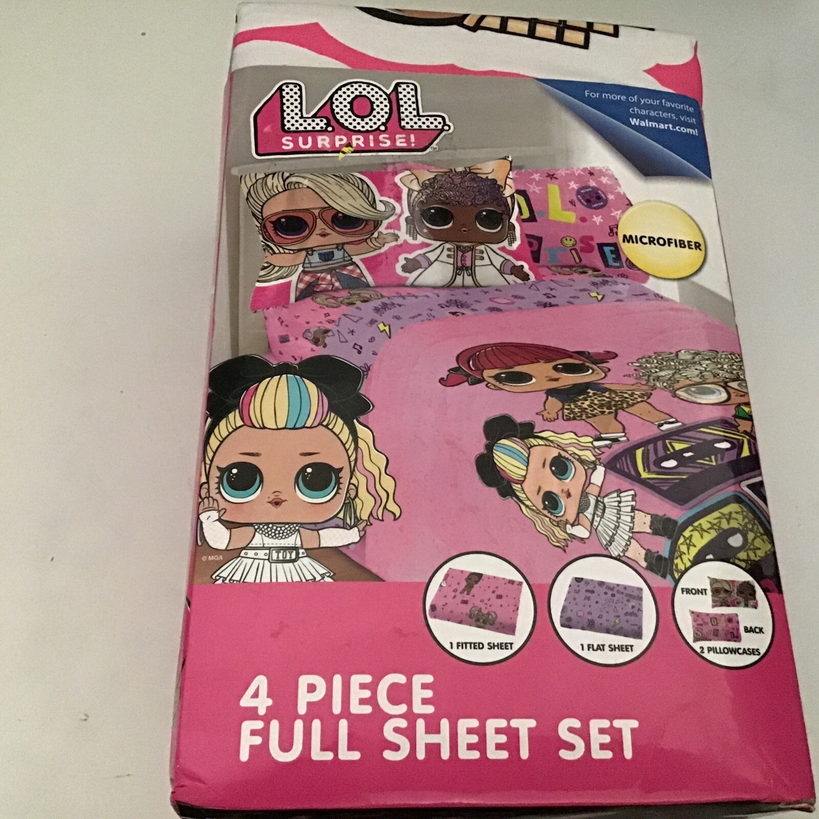 LOL Surprise 4 Piece full Sheet Set Microfiber Remix Pink- Brand New