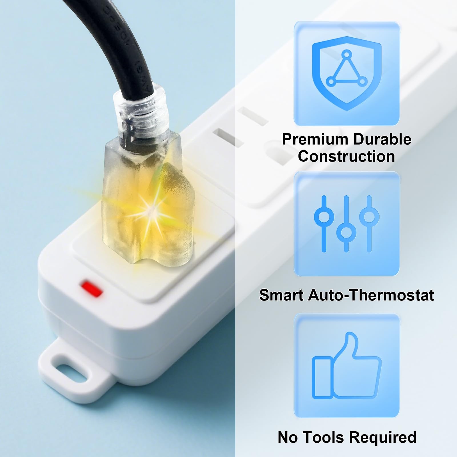 1PC 120V 15A Temperature Controlled Extension Cord, Heat Cable Controller, Th...