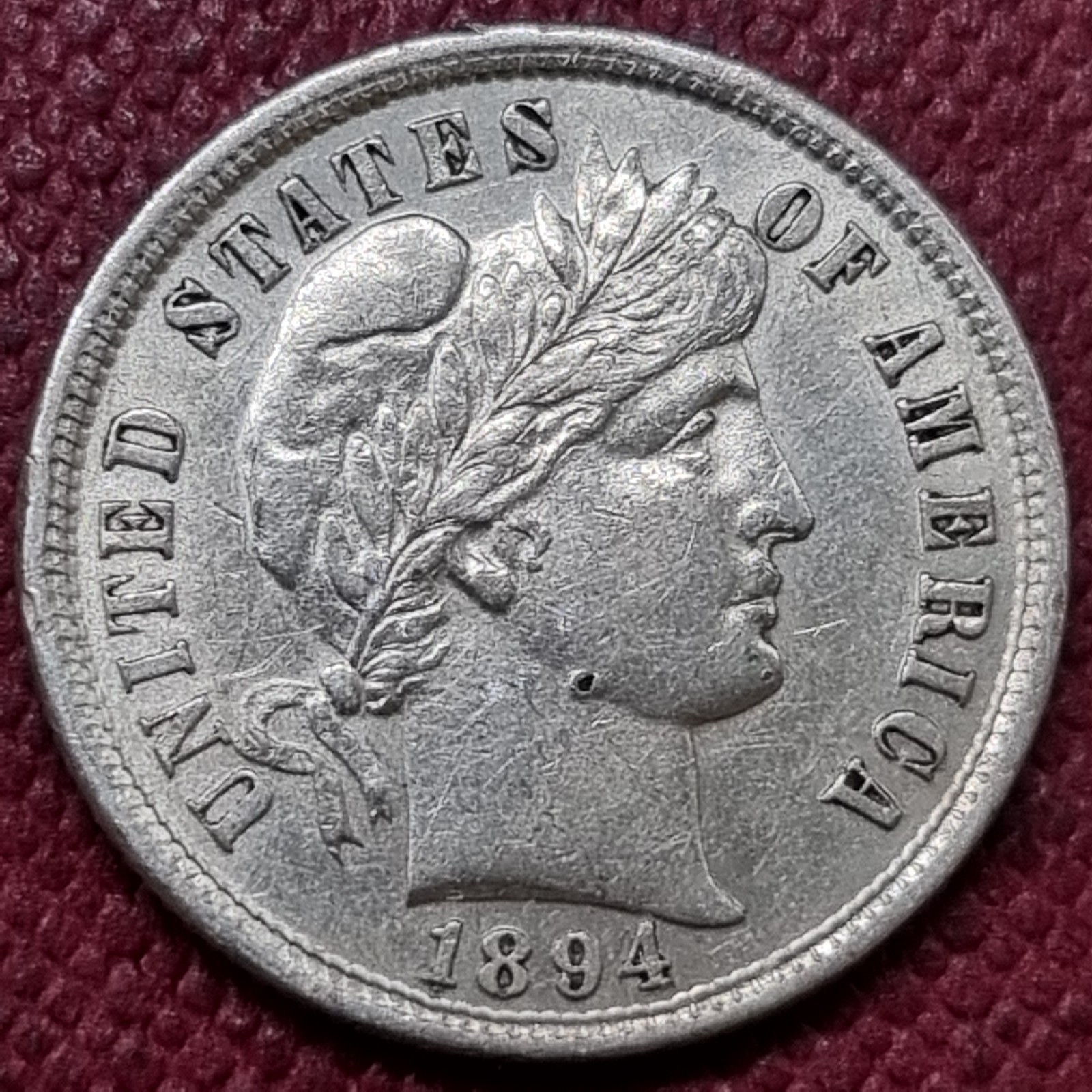 1894 Barber Dime 10c AU+ Details #98725