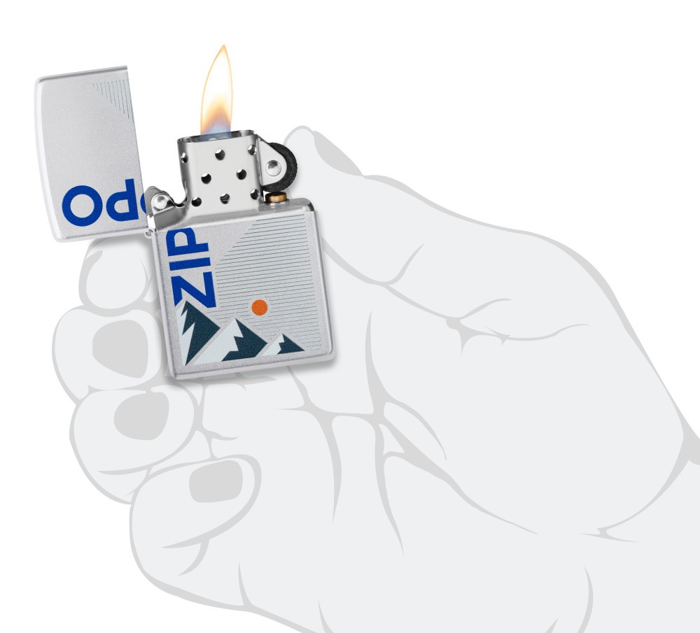 Zippo Mountain Design Satin Chrome Windproof Pocket Lighter, 47113
