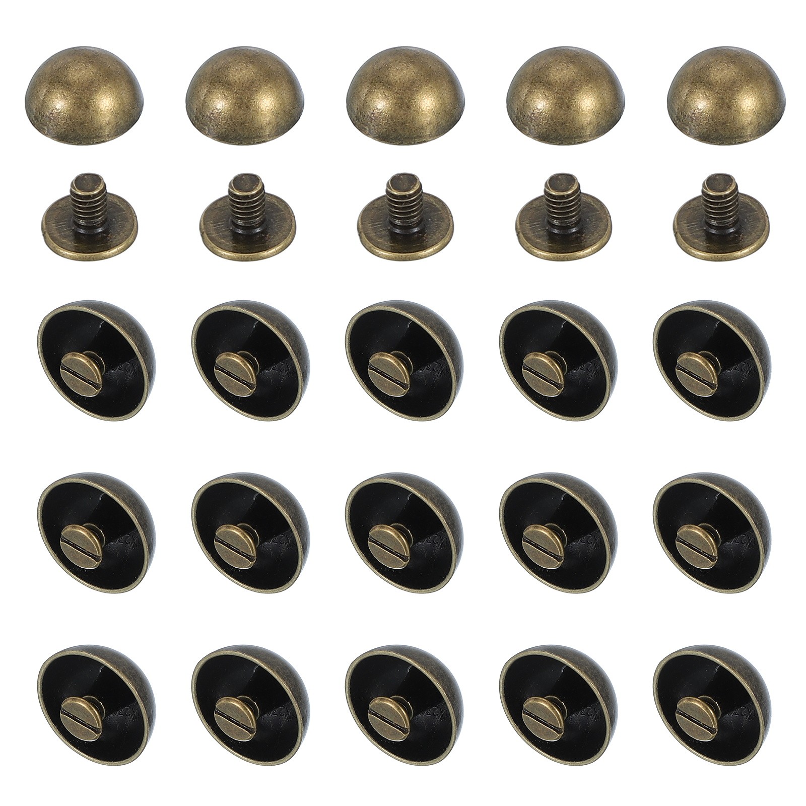 13/16" Dome Spikes Studs, 20 Sets Nailhead Screw Back Rivets for Craft, Bronze