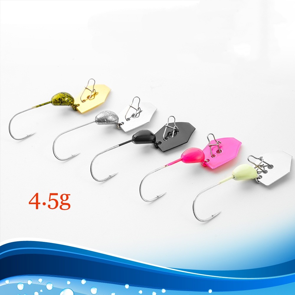 5pc Lead Jig Head Fishing Hook Crappie Blade Chatter Spinner Bass Hook Lures