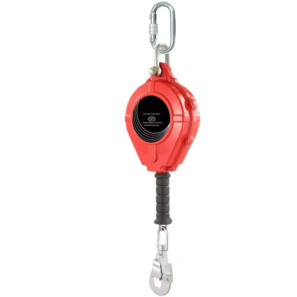 33 Ft. Steel Cable Retractable Lifeline with No-Tangle Design and Quick Brake Fa