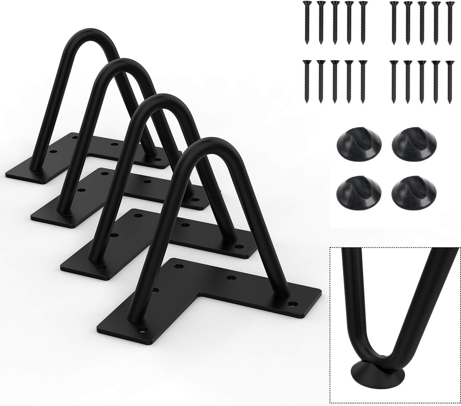4” Black Hairpin Furniture Legs(4Pcs) | Heavy-Duty Hairpin Legs End Table Legs|