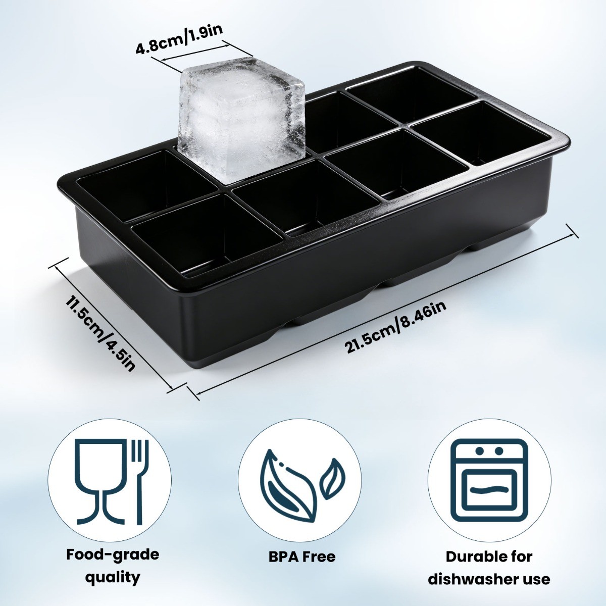 Round Square Ice Cube Ball Maker Tray Silicone Sphere Mold Bar Whiskey Cocktails
