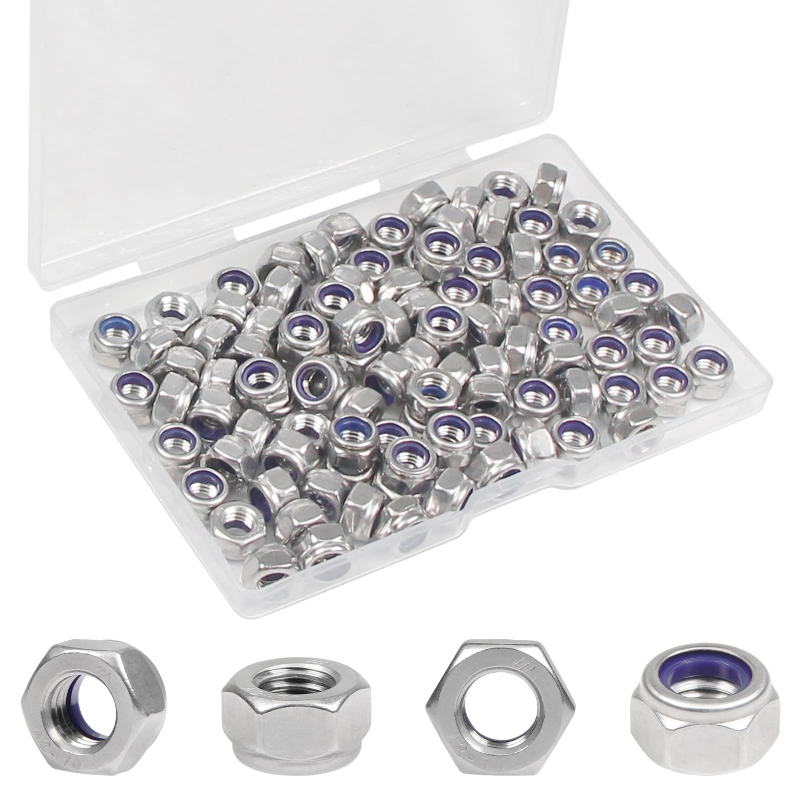 Yinpecly 100PCS M5 Locknuts M5x0.8mm Nylon Insert M5x0.8mm;100 PCS, Silver
