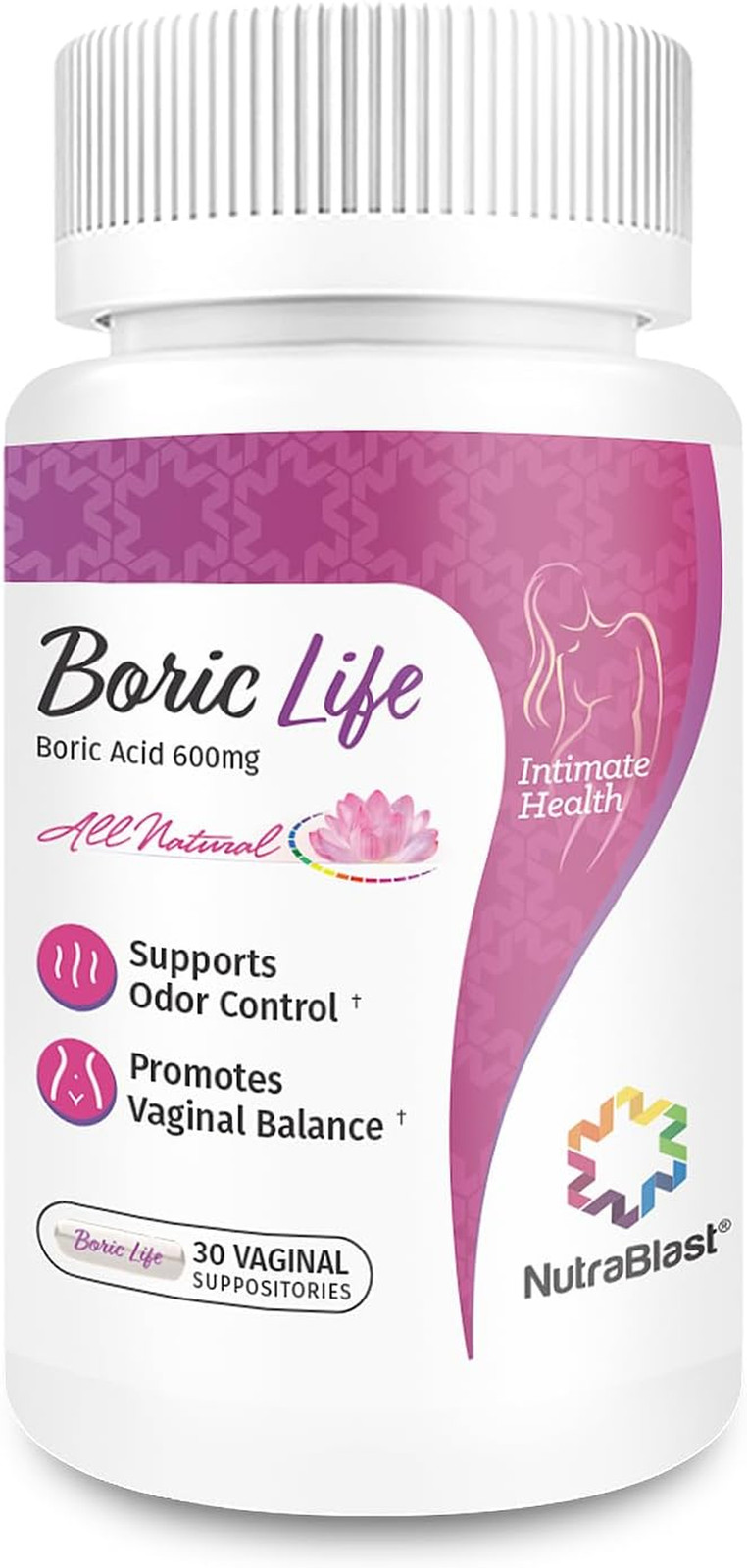 Nutrablast Boric Acid Suppositories - 100% Pure Made in USA - Boric Life Intimat