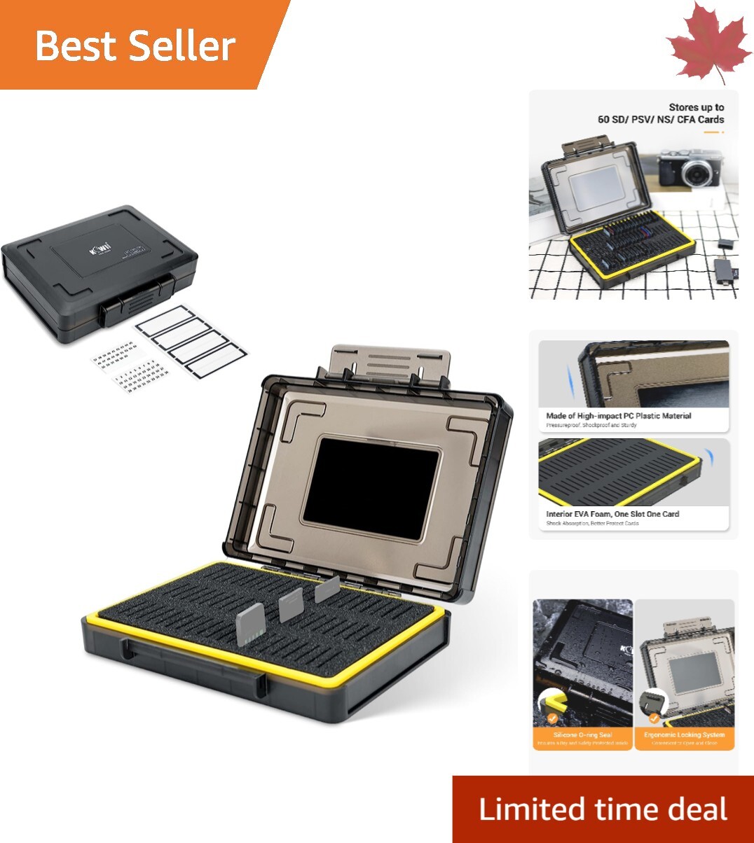 Rugged Stackable SD Card Case - Durable - Water-Resistant - 60 Slots