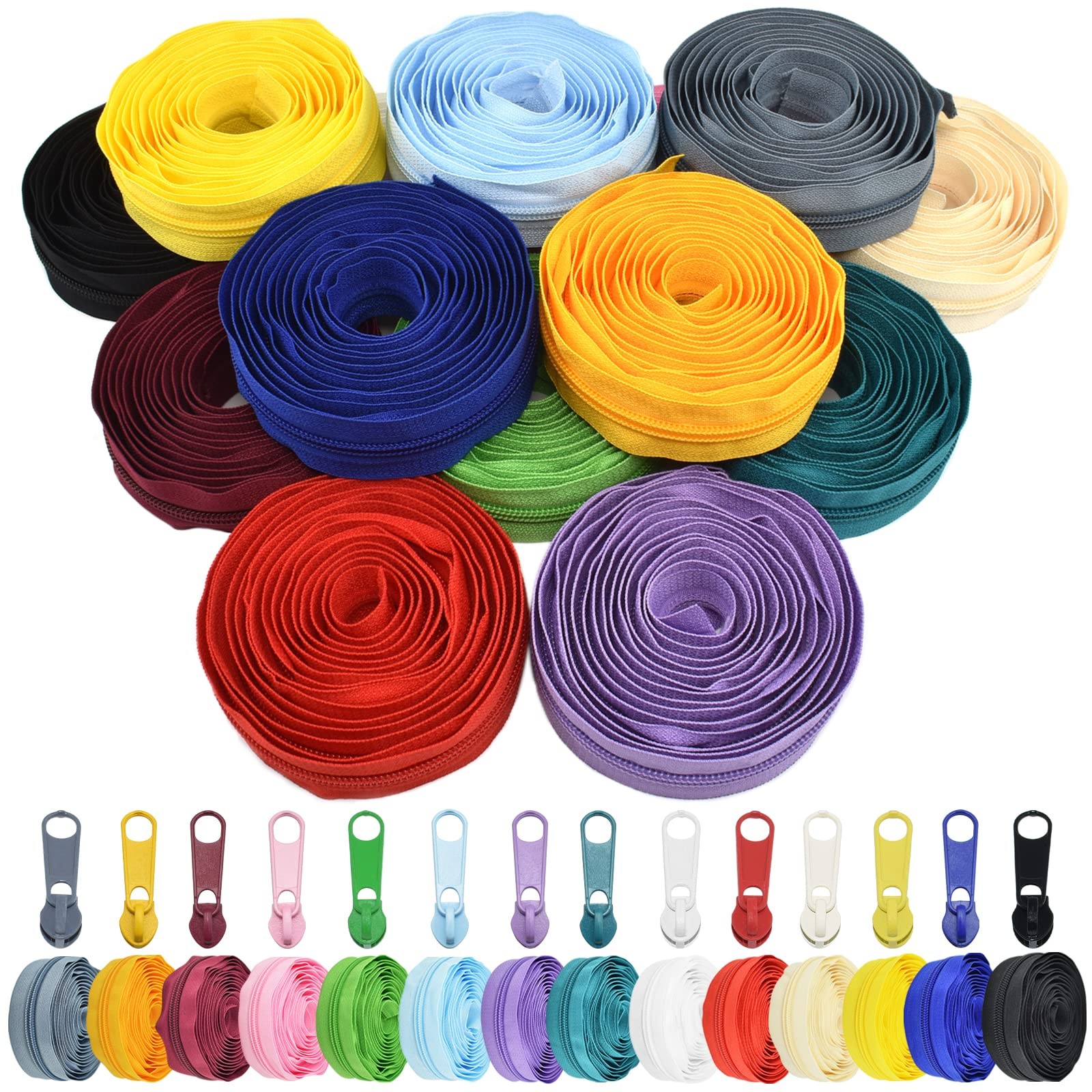 42 Yards #5 Nylon Coil Zippers Kit Sewing Zipper for DIY Sewing Crafts Zipper...