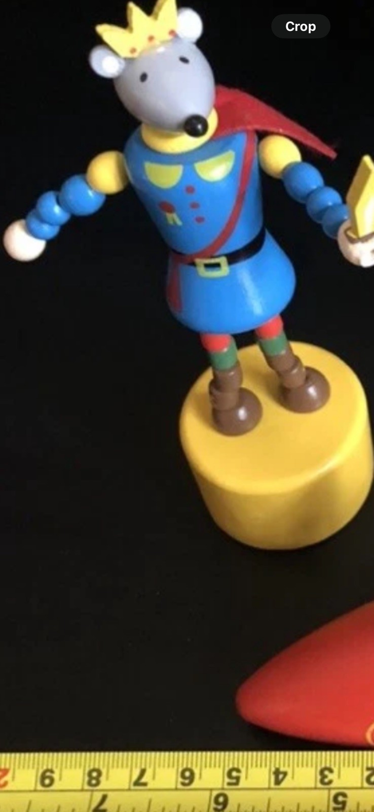 Christmas wooden push puppet toy Nutcracker “Mouse King" Jack Rabbit Creations