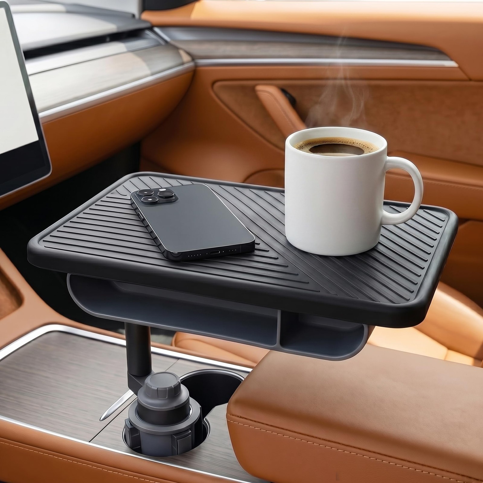 360° Rotating Wood Car Tray – Adjustable Car Desk & Car Table Tray,Cup Holder...