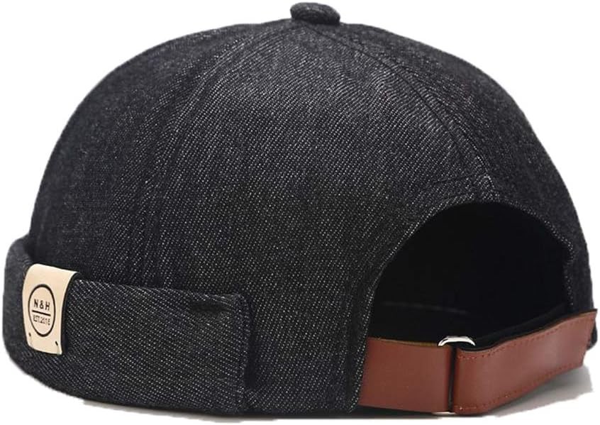 Docker Cap Men Brimless Hats Beanie Rolled Cuff Retro Sailor Hat with...